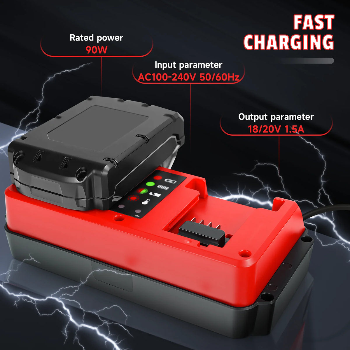 90W Battery Charger Replacement for Milwaukee 18V