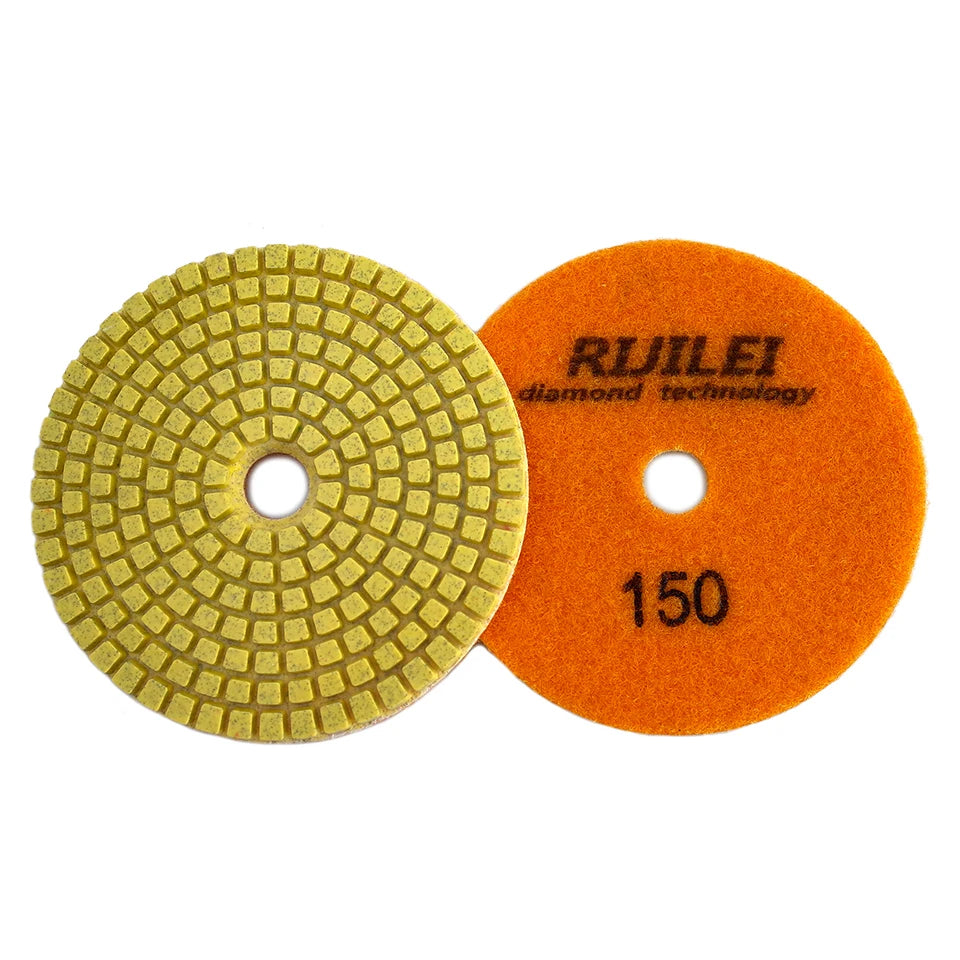 RIJILEI 16PCS 4 Inch Stone Polishing Pad Kit 100mm Dry/Wet Polishing Pads