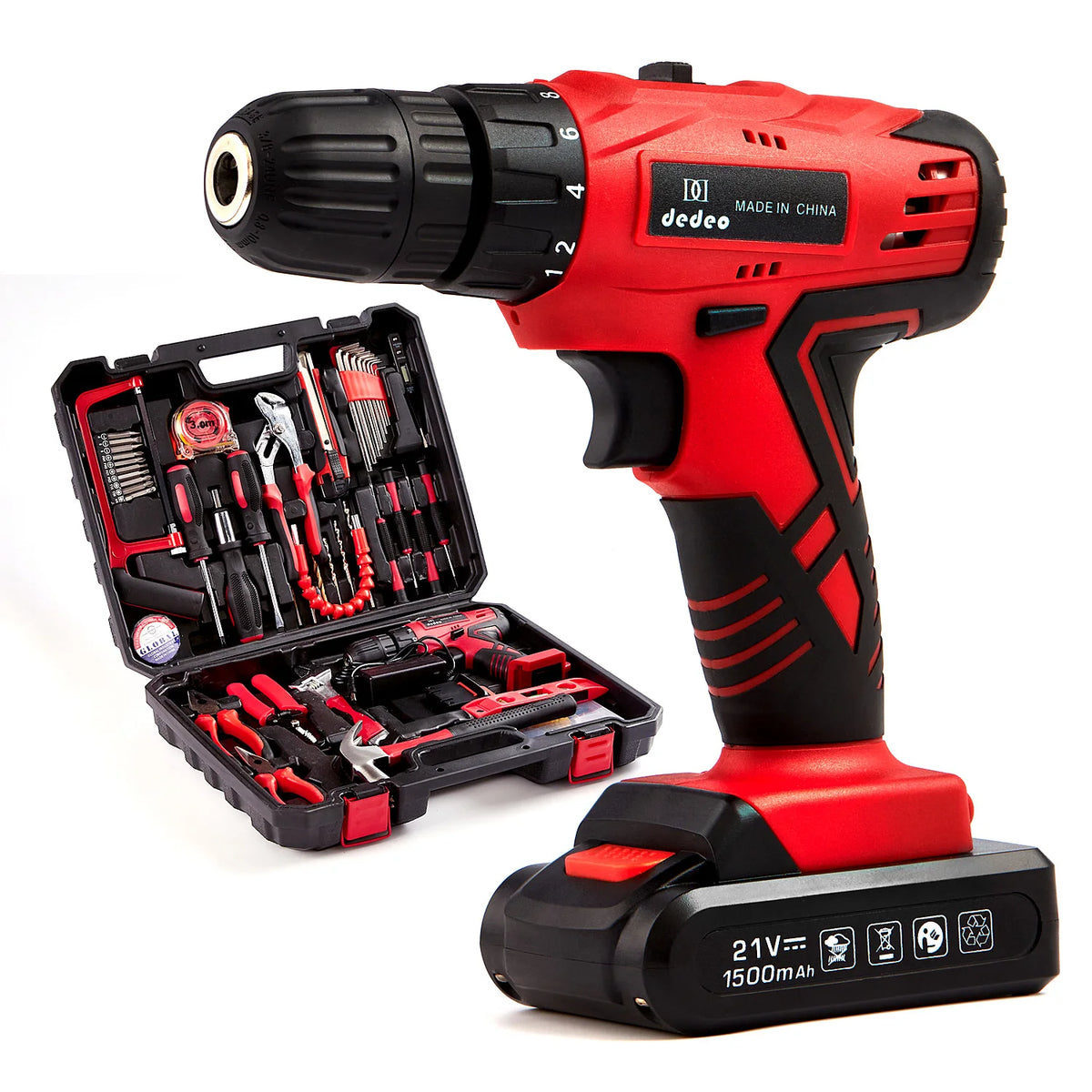 104-Piece 21V Cordless Power Tool Set with Hard Case