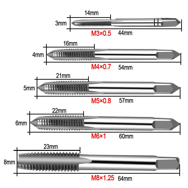 5pcs Hss Machine Screw Thread Metric Plug