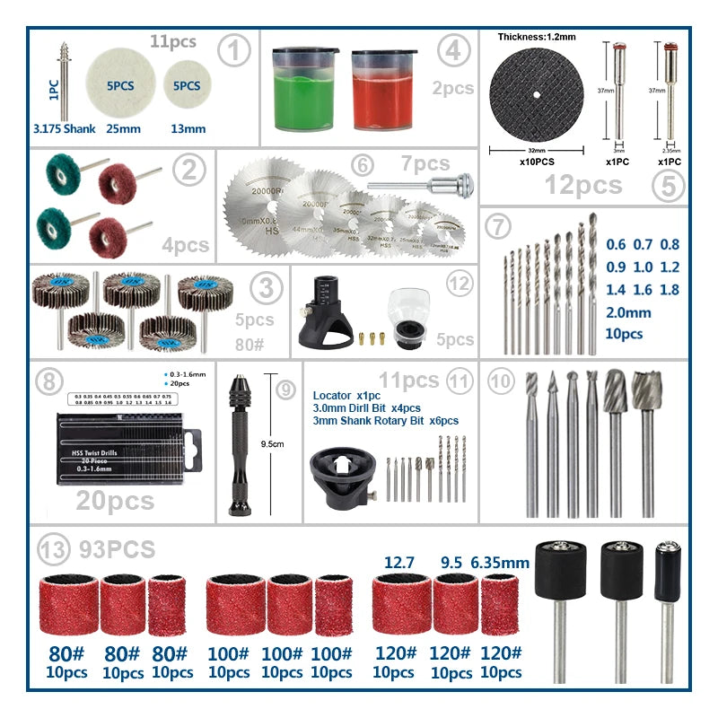 Rotary Tool Accessory Set – Sanding, Polishing, Grinding & Engraving