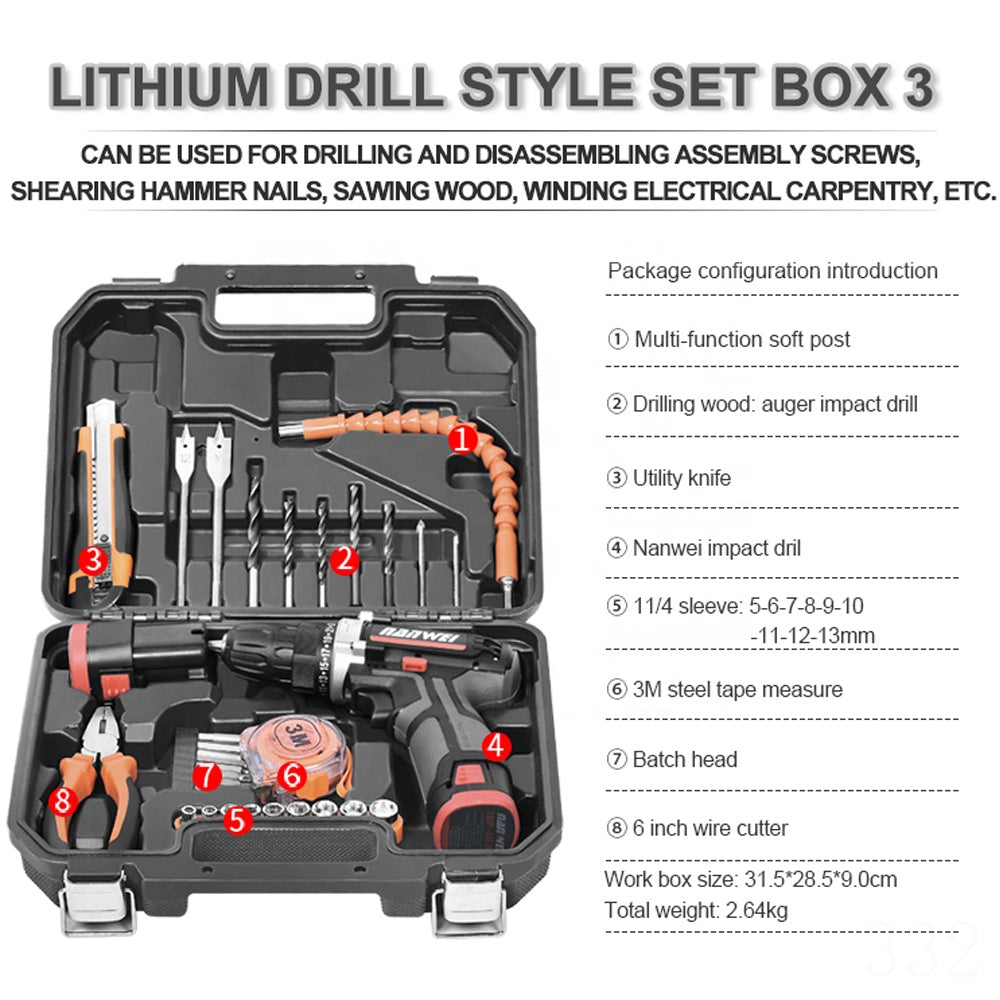 12V Cordless Drill & Home Repair Kit
