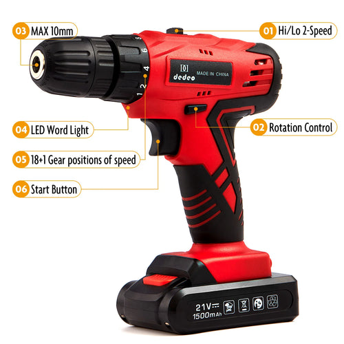 104-Piece 21V Cordless Power Tool Set with Hard Case