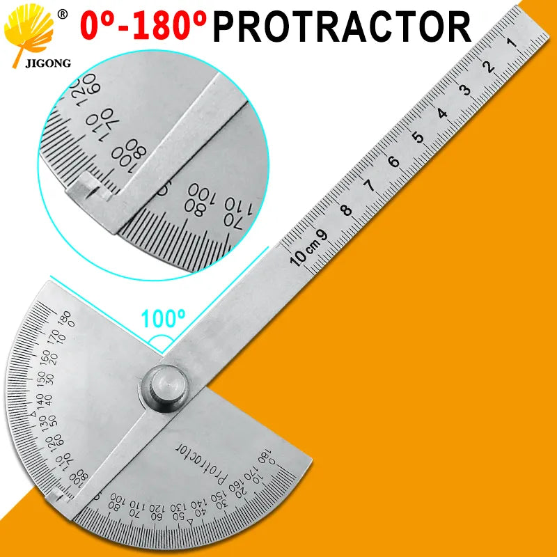 Stainless Steel Round Head 180 Degree Protractor Angle Finder