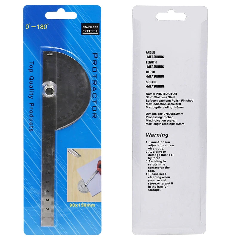 Stainless Steel Round Head 180 Degree Protractor Angle Finder