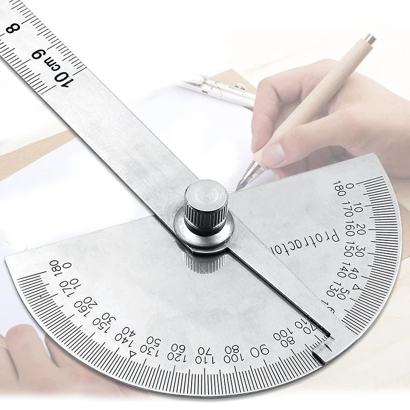 Stainless Steel Round Head 180 Degree Protractor Angle Finder