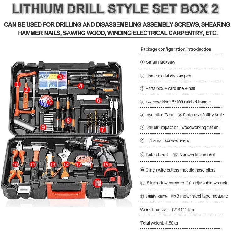 12V Cordless Drill & Home Repair Kit