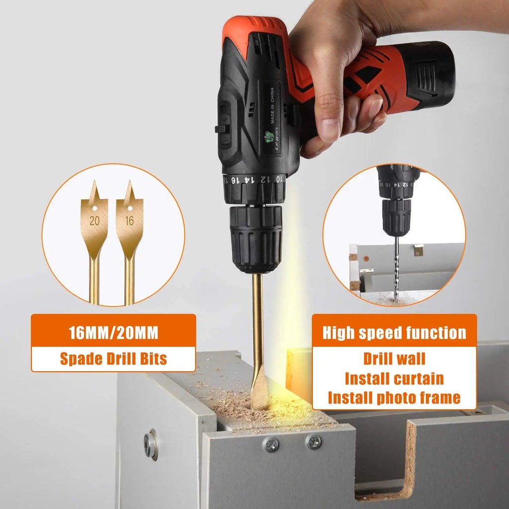 16.8V Cordless Impact Drill Combo Kit with Bits & Accessories