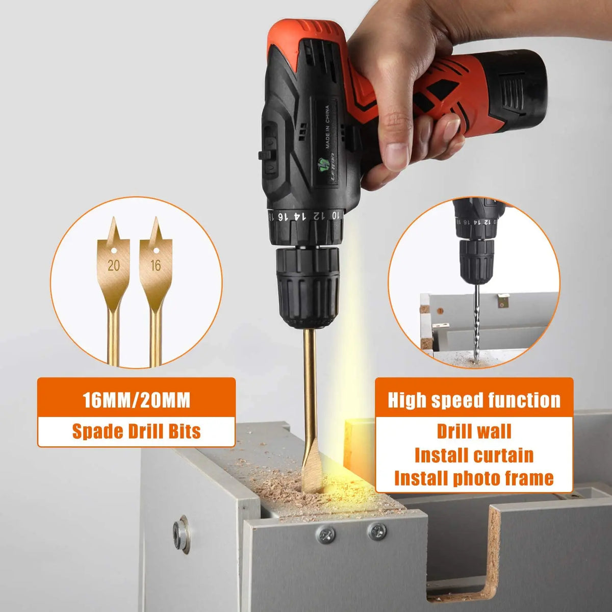 16.8V Cordless Impact Drill Combo Kit with Bits & Accessories