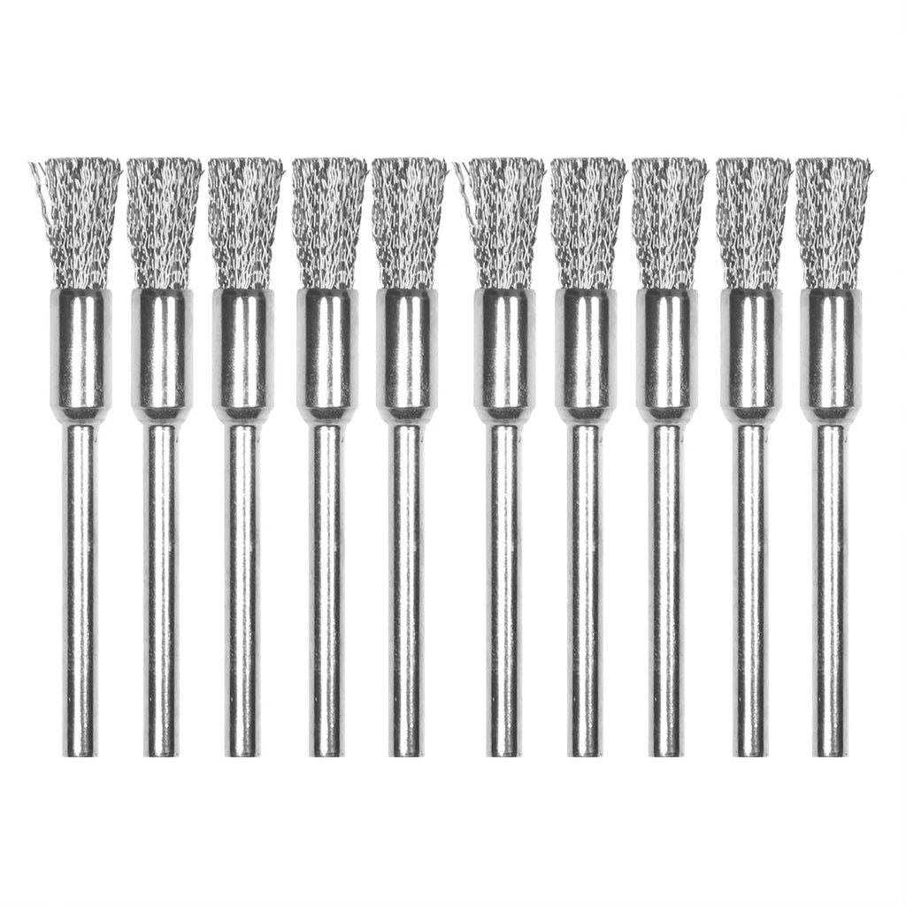 10Pcs 3x5mm Steel Wire Wheel Brushes Set  for Mini Drill Rotary Tools Polishing