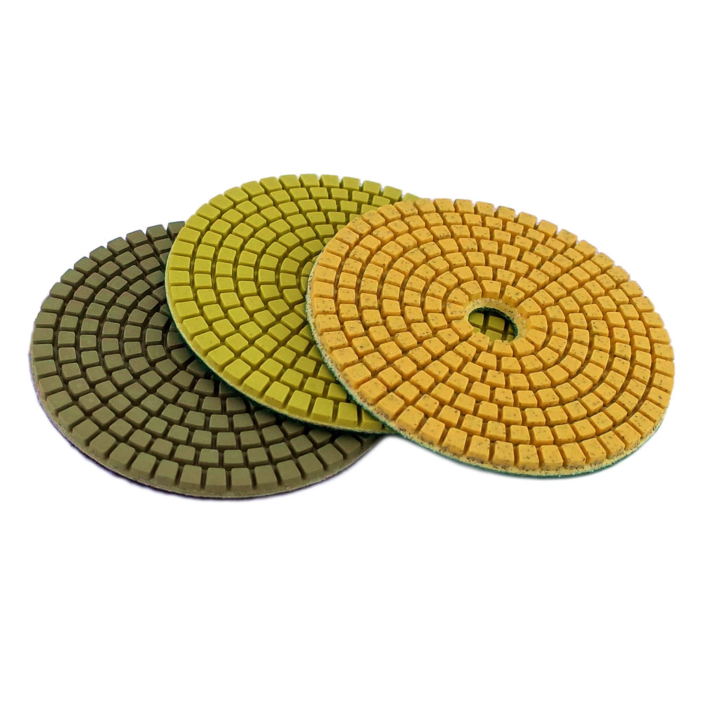 RIJILEI 16PCS 4 Inch Stone Polishing Pad Kit 100mm Dry/Wet Polishing Pads