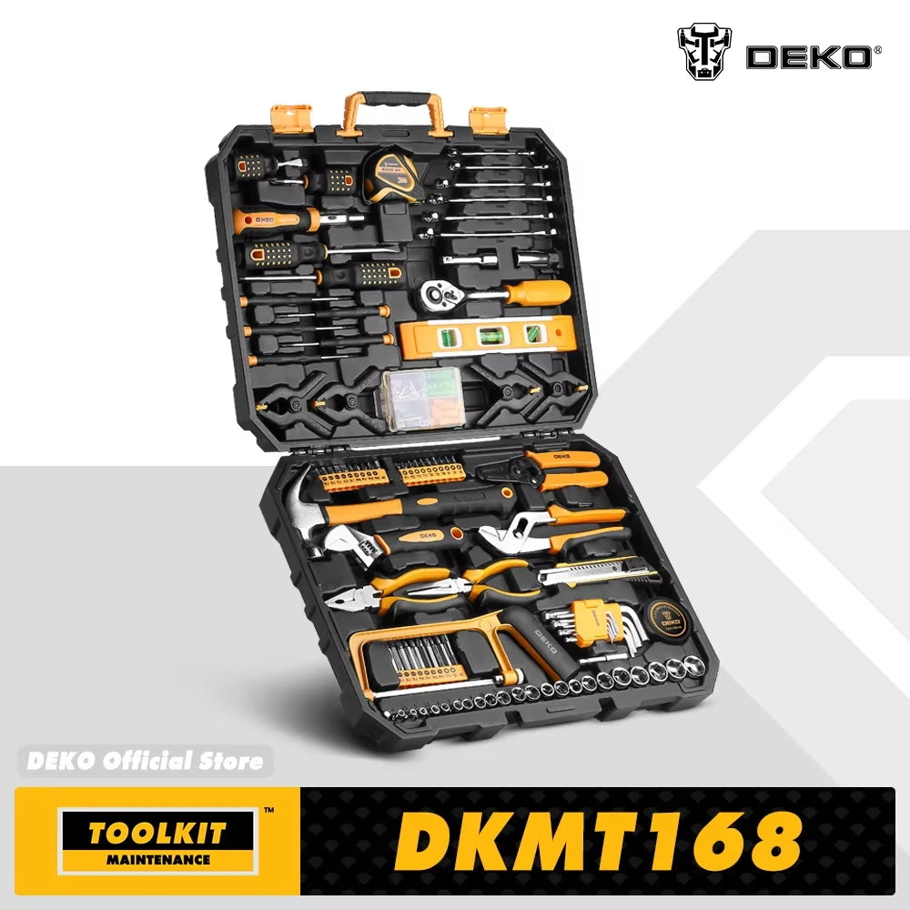DEKO 208Pcs Hand Tool Edc. Woodworking Multi Tools With Tool Box