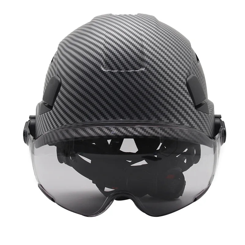 Carbon Fiber Pattern Hard Hats With Visor Construction Safety Helmets