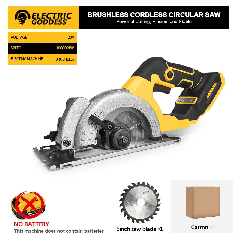 Electric Goddess  Brushless Electric Circular Saw ﻿For Dewalt 20V Battery 1000W