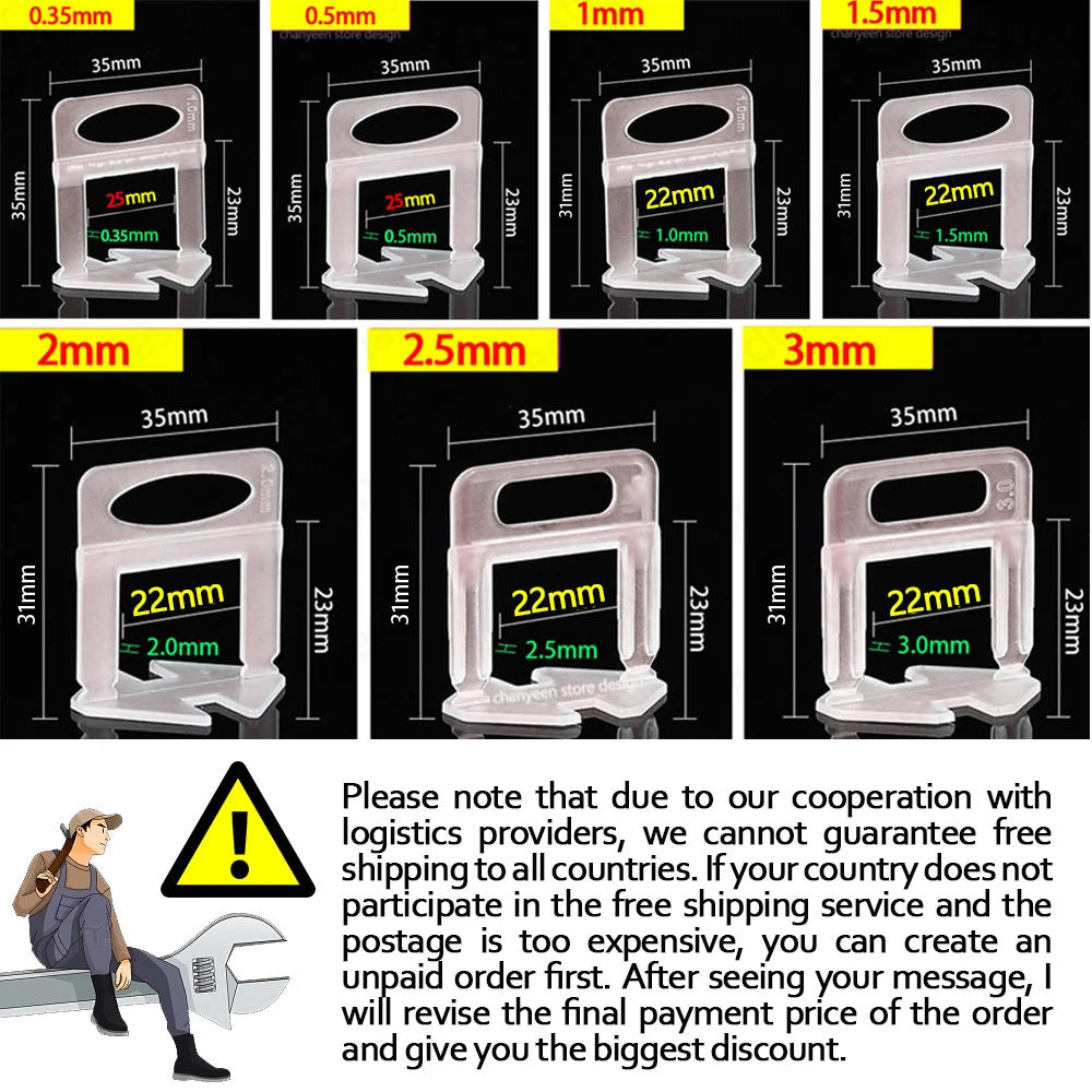 Ceramic Tile Leveling System – 0.35–3mm Clips, Wedges & Spacer Kit
