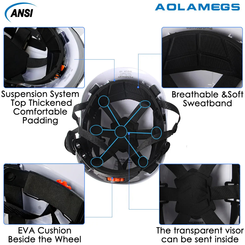 CE Construction Safety Helmet W/ Double Goggles Earmuffs ABS Hard Hat