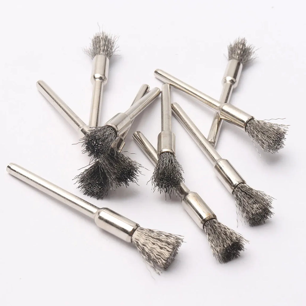 10Pcs 3x5mm Steel Wire Wheel Brushes Set  for Mini Drill Rotary Tools Polishing