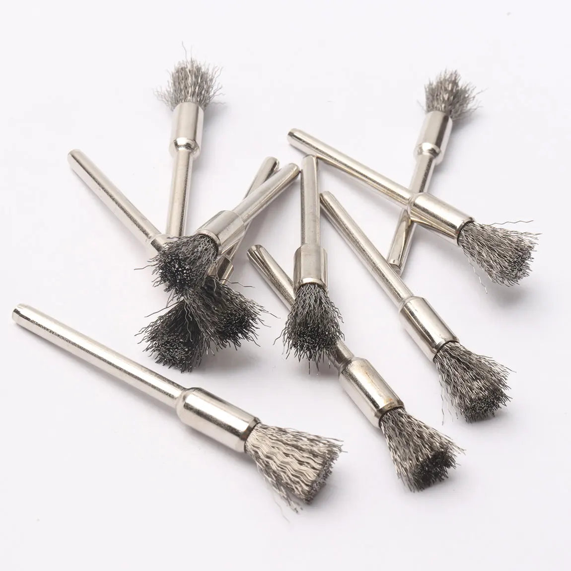 10Pcs 3x5mm Steel Wire Wheel Brushes Set  for Mini Drill Rotary Tools Polishing
