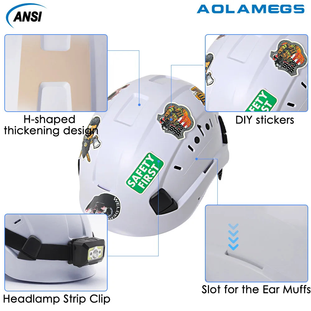 CE Construction Safety Helmet W/ Double Goggles Earmuffs ABS Hard Hat
