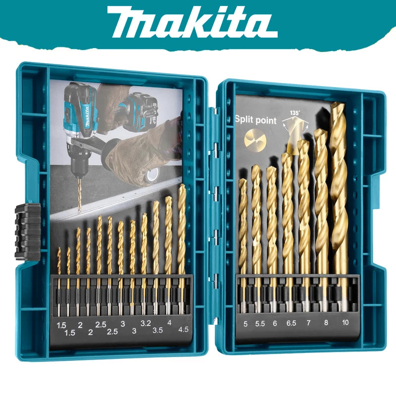 Makita D-67527 HSS TIN Metal Drill Bits 19 Piece set