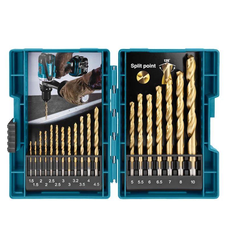 Makita D-67527 HSS TIN Metal Drill Bits 19 Piece set