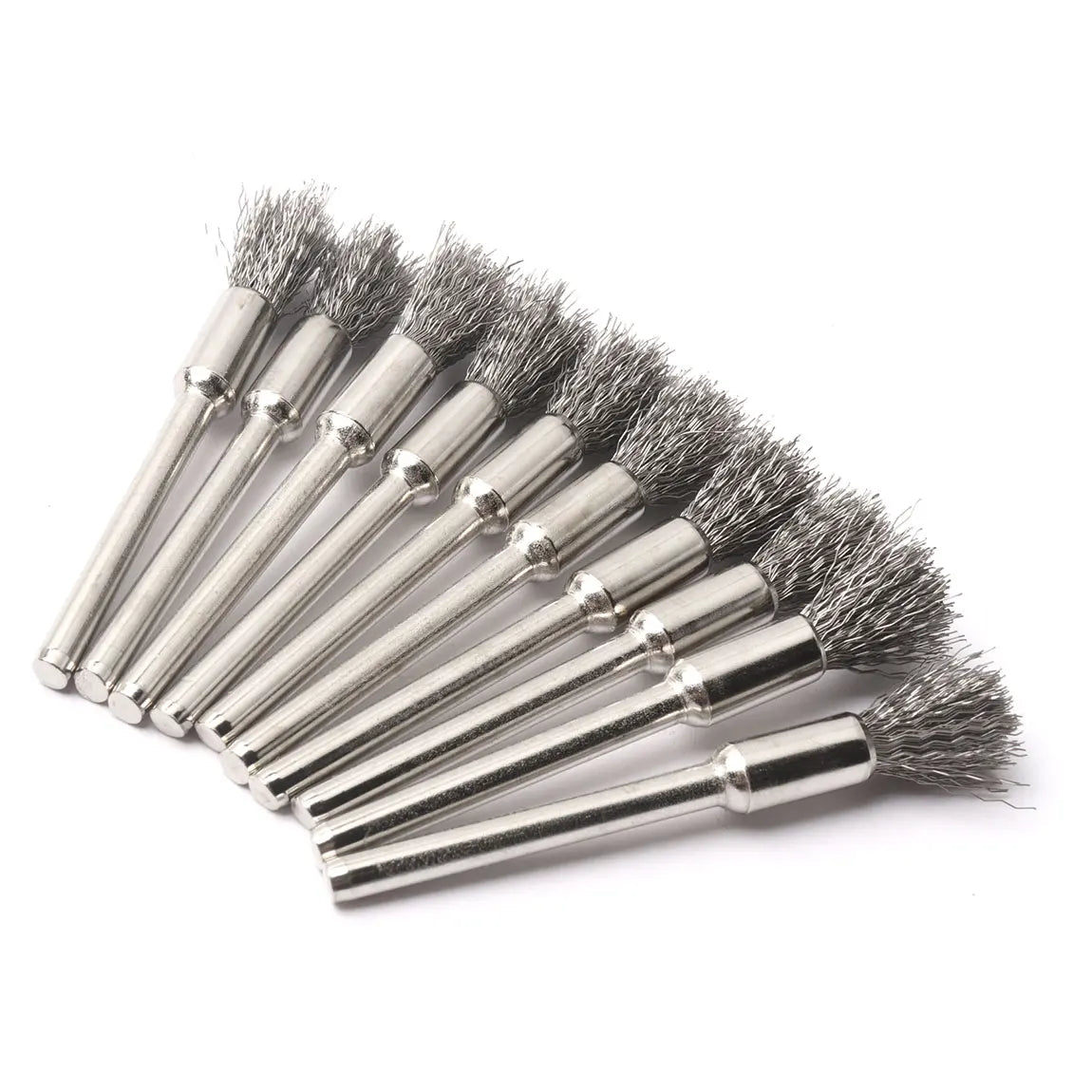 10Pcs 3x5mm Steel Wire Wheel Brushes Set  for Mini Drill Rotary Tools Polishing