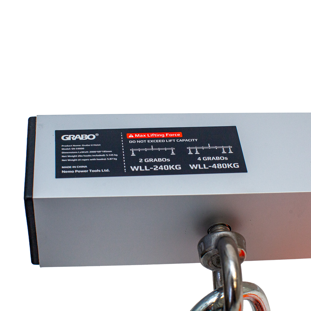 GRABO U-Hoist Crane Bar for Four Vacuum Suction Gripster Lifters